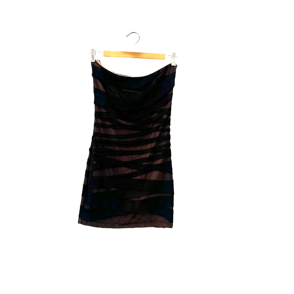 Mesh Bandage Mini Dress - Black